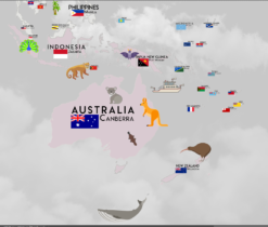 Dünya Haritası İngilizce Bayraklı Başkentli Mir Ares